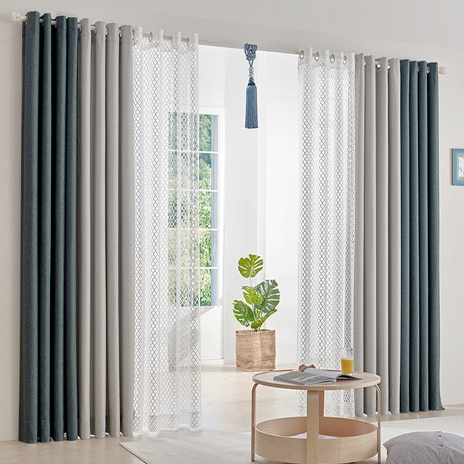 커튼+커튼봉 풀세트 구성 프리미엄 3중직 아일렛 암막커튼