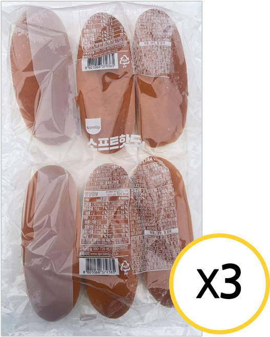 삼립 냉동 소프트 핫도그번 3봉 (총 18개입), 3개, 300g