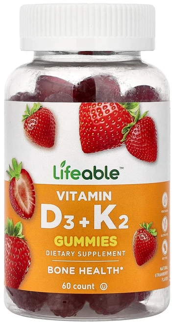 아이허브 비타민D3 + K2 구미젤리 천연 딸기 맛 구미젤리 60개, 60정, 1개 - 쿠팡