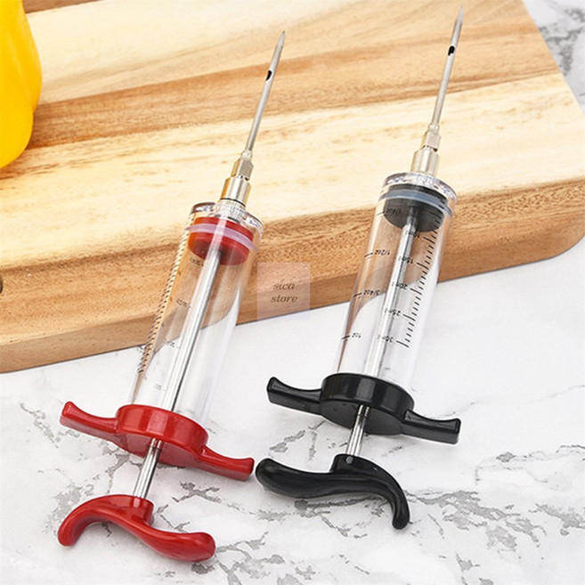 스테이크바베큐소스주입기 용량눈금양념바늘인젝터 닭고기생선요리용주사기, 1개