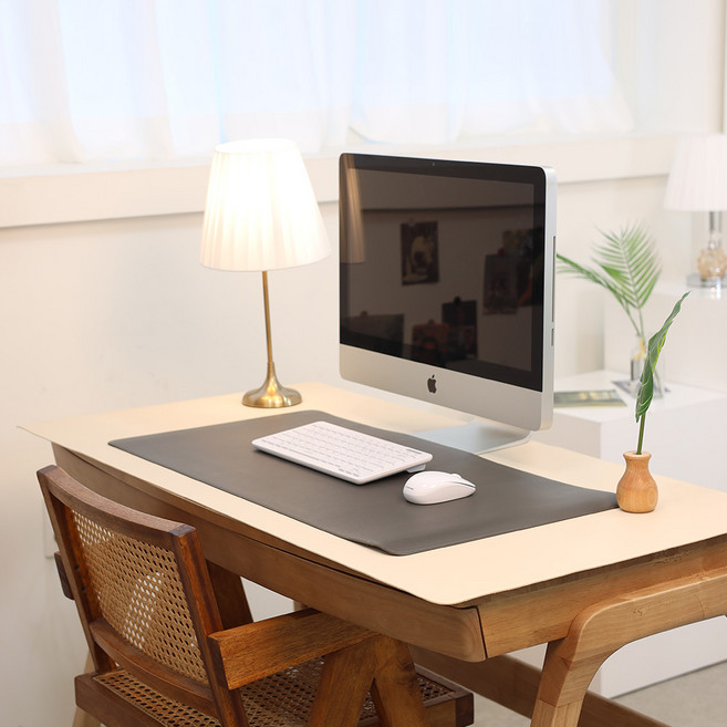 데스크매트 M L XL 테이블 책상 대형 논슬립 가죽 패드, 차콜