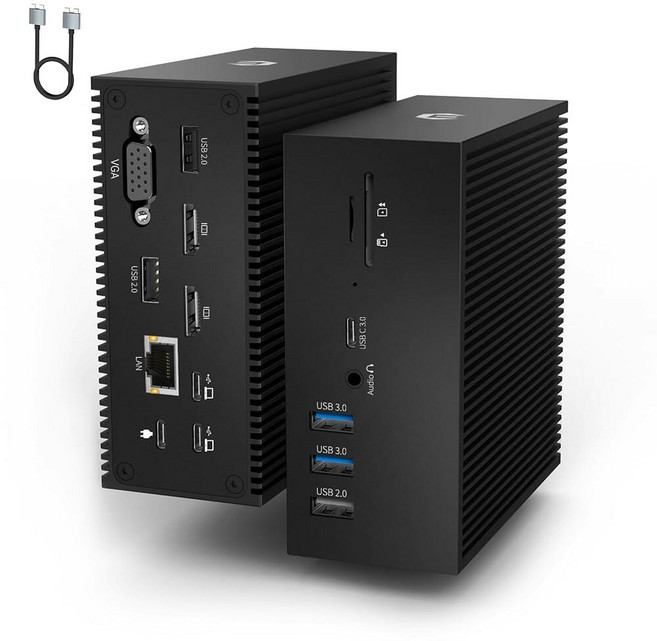 OOTDAY 맥북 프로/에어용 도킹 스테이션 듀얼 모니터 16 in 2 트리플 디스플레이 USB C 스테이션 HDMI 4K VGA PD 100W USB-C 3.0 5, Black