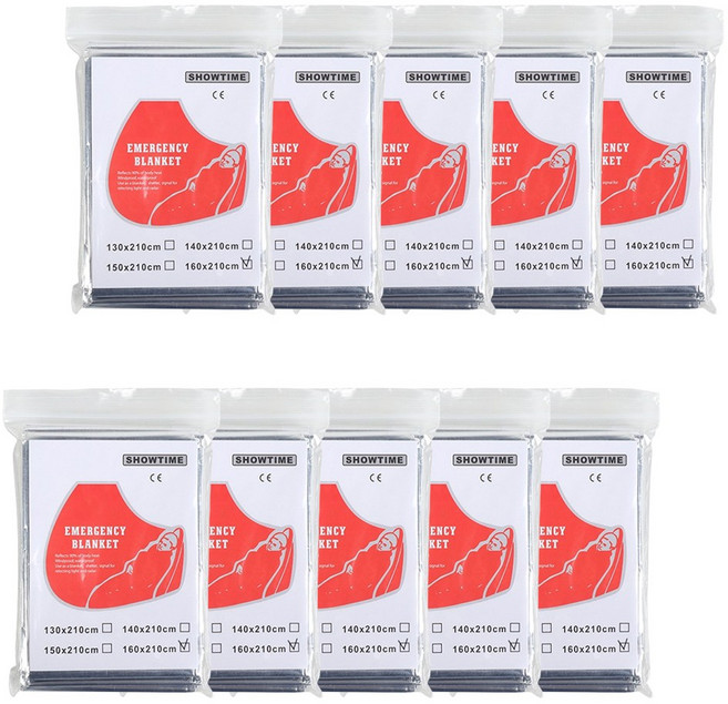 비상용 보온 은박담요 L 160 x 210cm, 실버, 10개