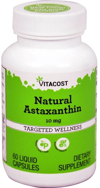 비타코스트 천연 아스타잔틴 10mg Vitacost Natural Astaxanthin 10 mg 60정, 1개 - 쿠팡