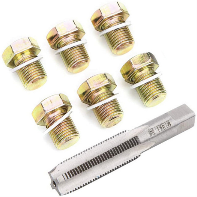 오일 팬 나사산 수리 도구 키트 M13x1.25mm 철제 섬프 드레인 플러그 수리 키트 오일 드레인 플러그 나사 볼트 세트