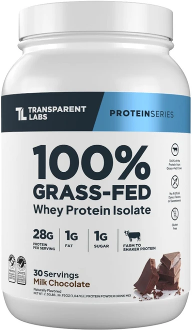 Transparent Labs Grass-Fed Whey Protein Isolate - Naturally Flavored Gluten Free Whey Protein Powde, 1개, 밀크 초콜릿, 1.05kg - 쿠팡