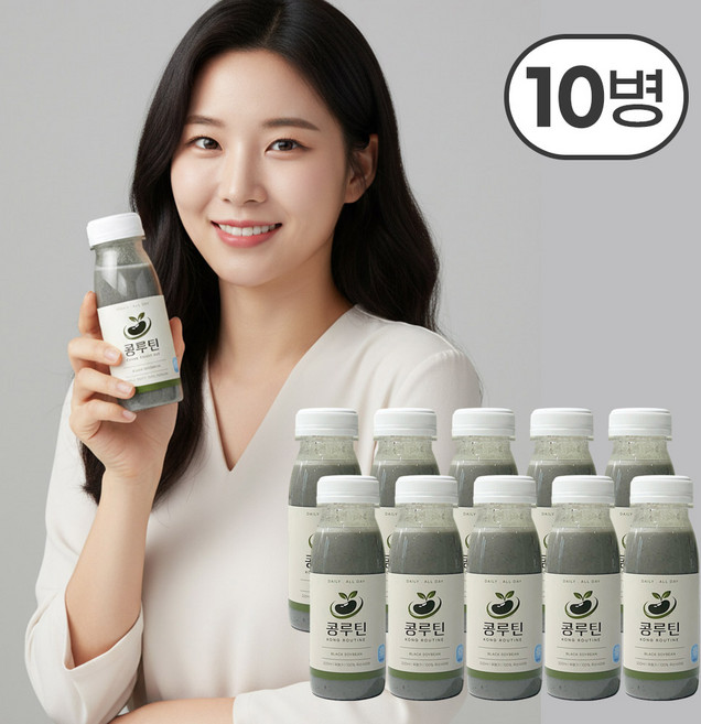 NEW [당일생산 발송]콩루틴 올데이 고농도 서리태콩물, 10개, 200ml