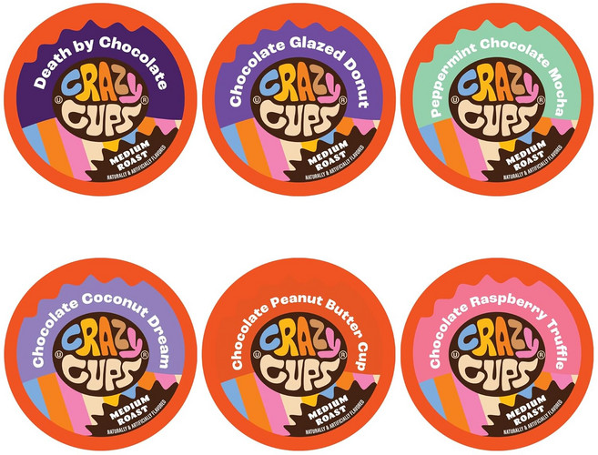 큐리그 K컵 브루어를 위한 크레이지 컵 맛 커피 포드 버라이어티 팩 다양한 샘플러 36 카운트(1팩)