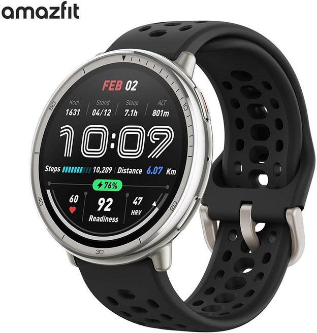 어메이즈핏 액티브2 스포츠 스마트워치 피트니스 트래커 안드로이드 및 아이폰 호환 44mm (관부가세포함_미국정품), BLACK, 블루투스