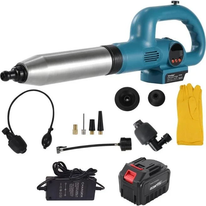 하이머딩거 리튬 배터리 구동 고압 에어 플런저 강력한 파이프 제거기 전기 화장실 배수구 청소, 01 China Mainland, 04 One 6A battery