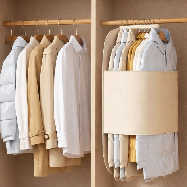 보리보 옷장정리 옷걸이형 2단 잠금 옷정리 파우치 다용도 압축커버, 1개, 1개입