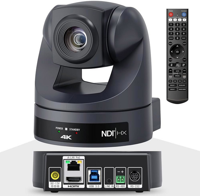 HCSTVCON 4K NDI PTZ 카메라 20X HDMI USB LAN 출력 교회 예배/ /교육용 비디오 컨퍼런스 웹캠 화면확장 Skype OBS와 연동