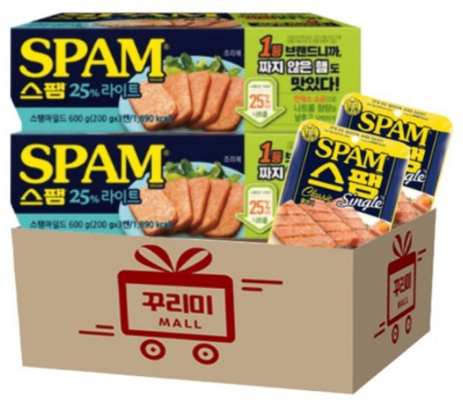 (스팸 25%라이트 200g*3)x2개+스팸싱글클래식 80gx2개