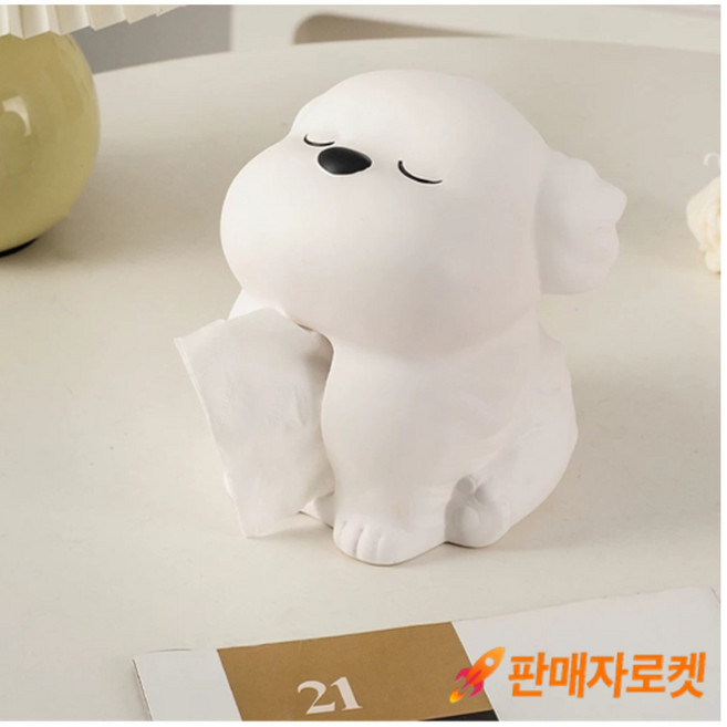퍼스트앤모어 새침한 강아지 티슈 케이스, 화이트, 1개