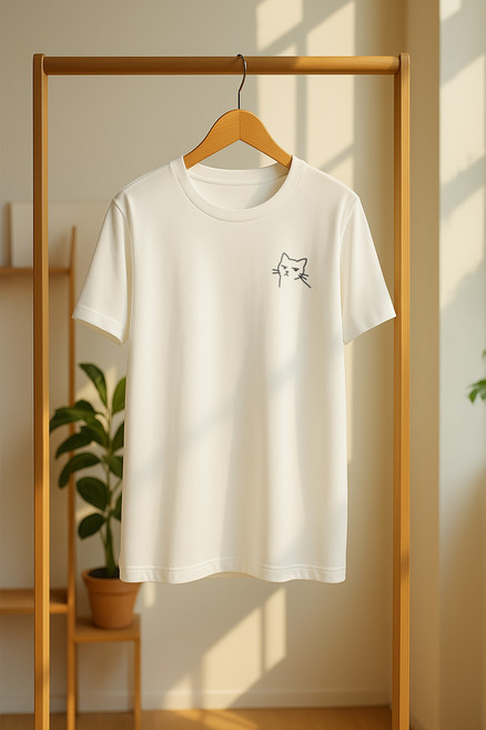 모노브리 작은 고양이 오버핏 남녀공용 반팔티셔츠 MB038