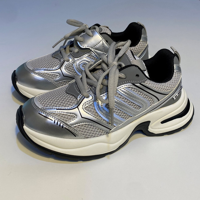 아동 운동화 키즈 초등학생 남아 여아 벨크로 어글리 운동화 메탈릭 실버