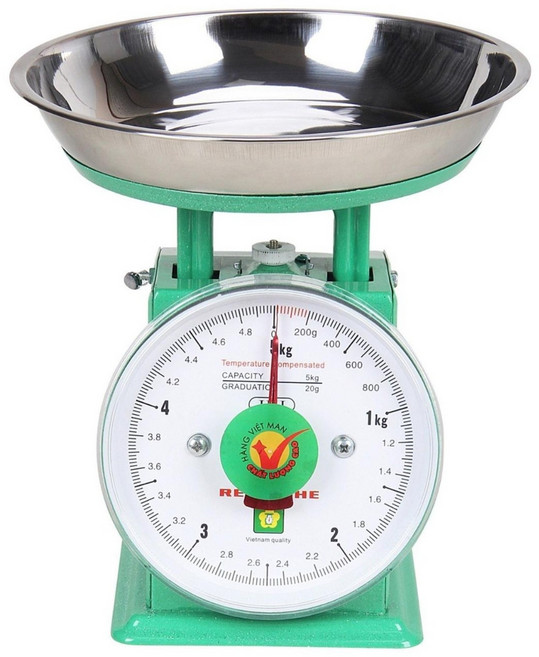 계기판 지시저울 2/5 접시저울 가정용 주방 저울 계량저울 시장저울 용수철저울 앉은뱅이저울+접시, 1눈금 20g, 원컬러, 5kg