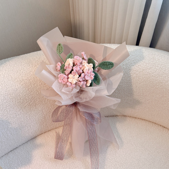 針織花束 鬱金香花束 玫瑰花束 畢業花束 母親節花束 情人節花束, My.珍珠勿忘我-蜜粉（約40cm), 1件
