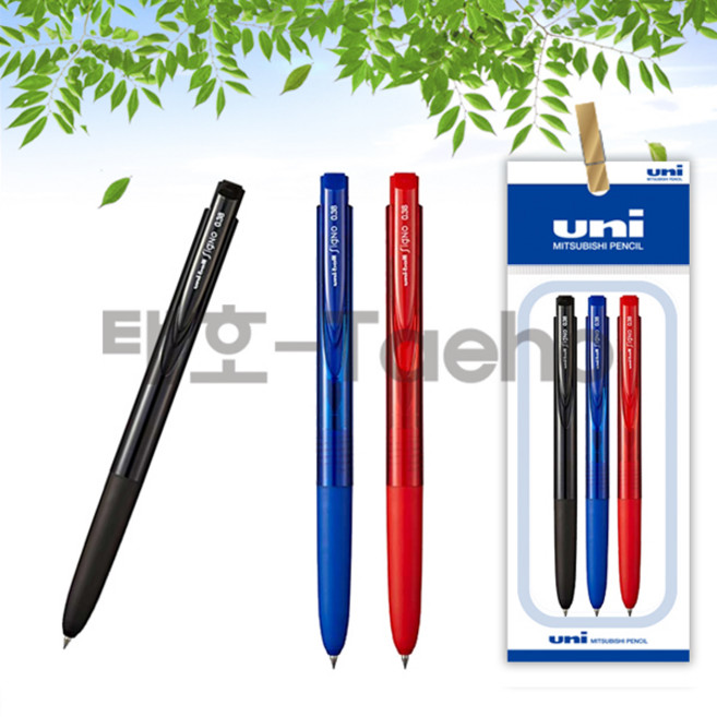 유니볼 시그노 노크식 RT1 0.38mm 흑/청/적 세트, 1세트, 0.38mm 흑 1개 + 청 1개 + 적 1개