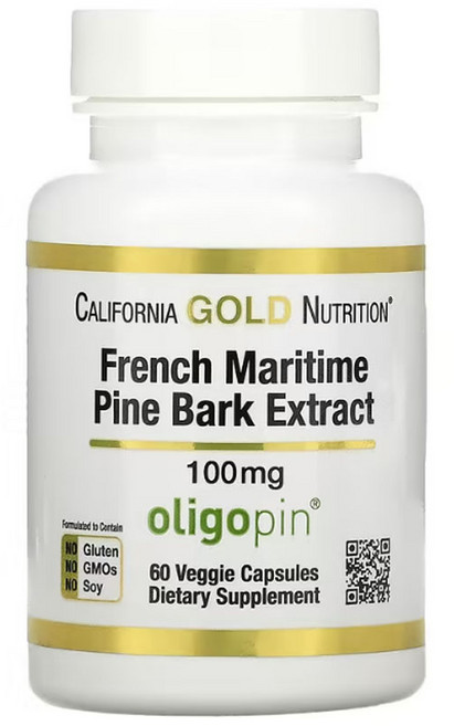 캘리포니아골드뉴트리션 프랑스 해양소나무껍질 추출물 올리고핀100mg 함유 베지캡슐60정, 60캡슐, 60정