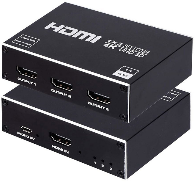 1x3 HDMI 스플리터 1 in 3 Out HDMI 스플리터 오디오 비디오 디스트리뷰터 박스 3D 및 4K x 2K 지원 HDTV STB DVD PS3 프로젝터 등, 1x3 4K@30Hz