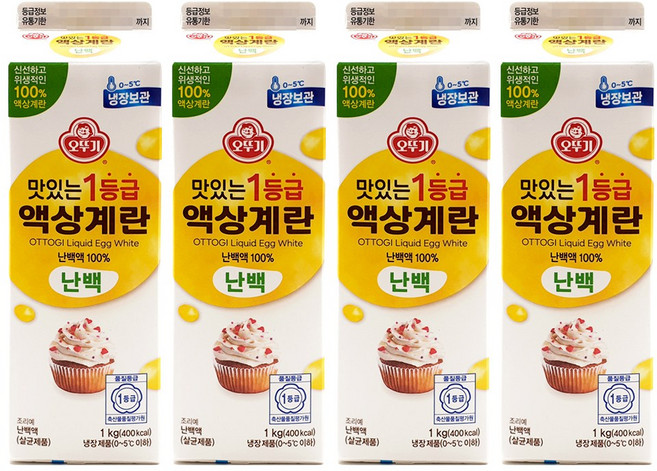오뚜기 맛있는 1등급 액상계란 난백 계란흰자 액상 계란 난백액 1K * 4개 묶음