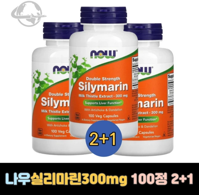 나우푸드 더블스트렝스 실리마린 300mg 베지캡슐 100정 3통 NOW Foods, 3개 - 쿠팡