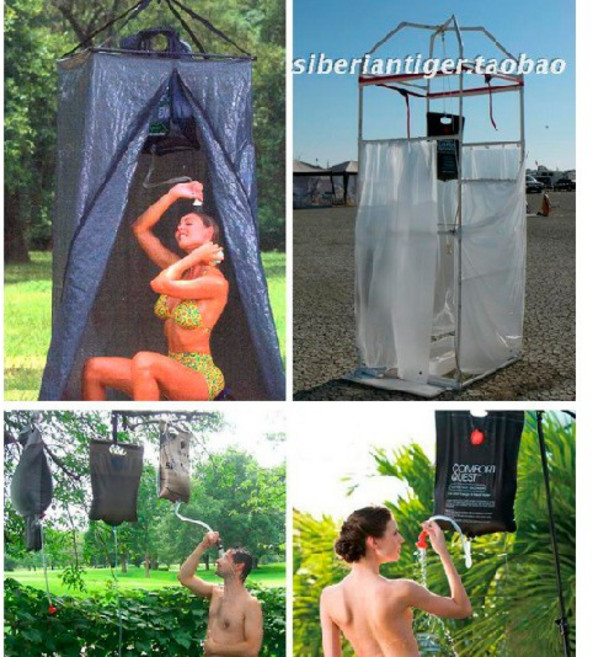 戶外便攜儲水袋/淋浴袋/太陽能熱水袋 20L 懸掛式環保水袋 - 登山露營/水上活動適用, 1個, 黑色