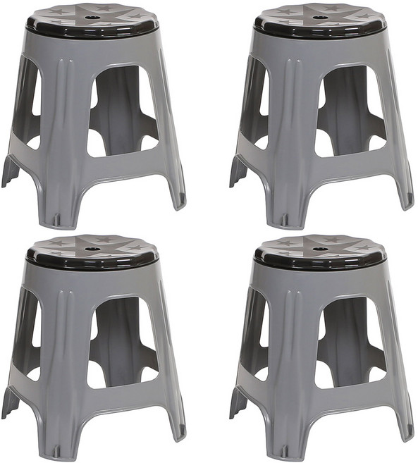 지오리빙 야외용 플라스틱 회전의자 4개 세트 간이 야외 포장마차 편의점, 그레이