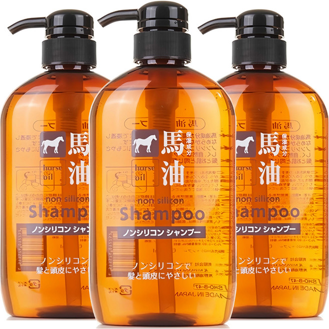 쿠마노 마유 내추럴 헤어 샴푸, 3개, 600ml