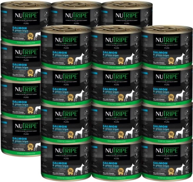 뉴트라이프 퓨어 독 그린 트라이프 강아지 습식사료, 185g, 24개, 연어 - 쿠팡