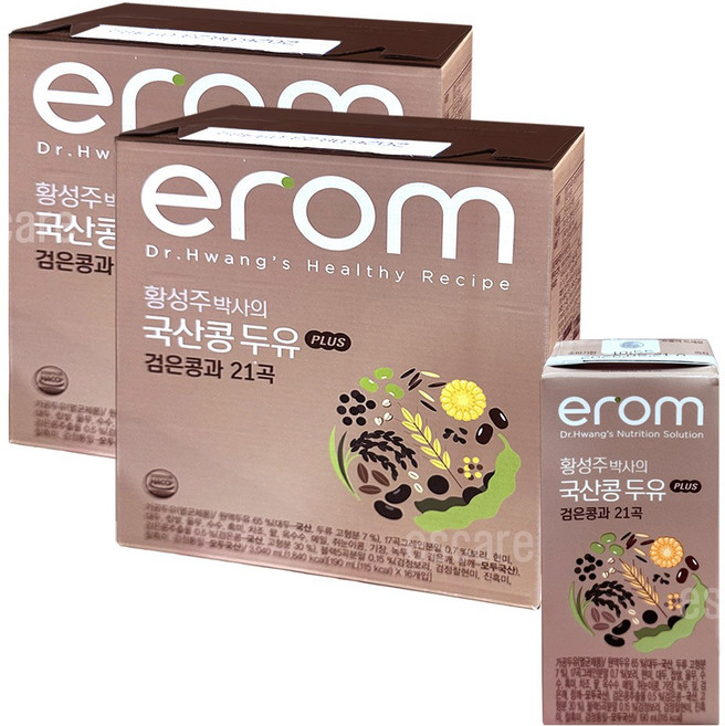 이롬 황성주박사 PLUS 검은콩 21곡 16팩x2박스 국산콩 두유, 32개, 190ml