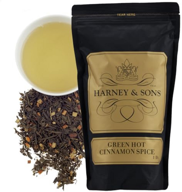 하니 앤 선즈 그린 핫 시나몬 스파이스 티 | 16oz 루즈 리프 티 Harney and Sons Green Hot Cinnamon Spice Tea| 16 oz Loose Lea, 1개