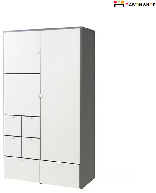 [당일출고/무료배송] 이케아 VISTHUS 수납이 많은 심플한 옷장/수납장 (122x59x216cm), 그레이-화이트