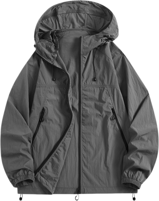 Makone 남여공용 후드 바람막이 점퍼 속건 캐주얼 루즈핏 자외선차단 아우터 솔리드 심플 커플 집업