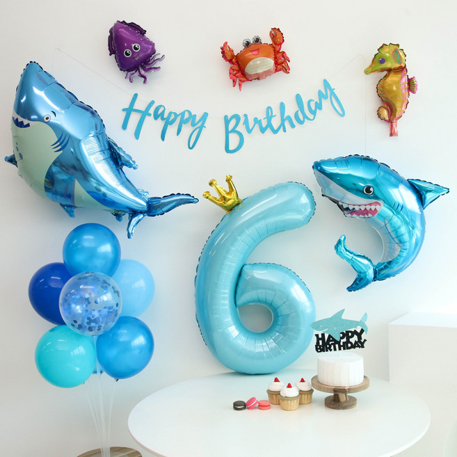 이벤트홀릭 상어 풍선 생일파티세트, 숫자풍선 6