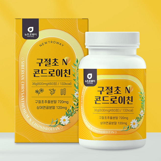 국산 구절초 추출물 리나린 콘드로이친 우슬 상어연골분말 보스웰리아 초록입홍합 건조효모 비타민 1통, 1개