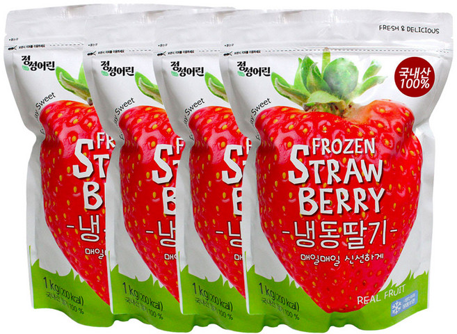 정성어린 국내산 냉동딸기 / 아이스딸기, 1kg, 4개