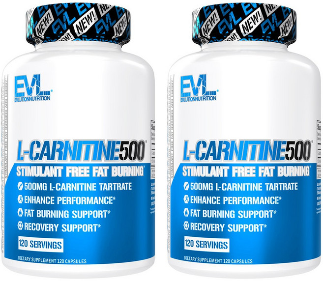 EVLUTIONNUTRITION L-肉鹼 500mg 膠囊, 120錠, 2個