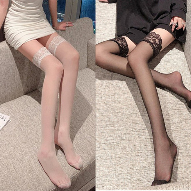 salimm 여성 흘러내리지않는 15d 실리콘밴드 미끄럼방지 레이스 니삭스 스타킹 1+1