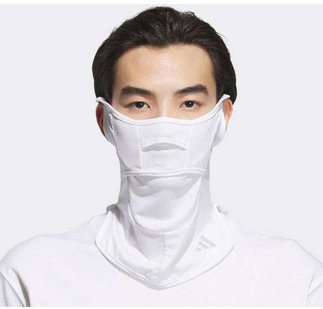 아디다스 남녀공용 자외선 차단 쿨마스크 쿨스카프 골프 자전거 등산 목토시, HT5741 화이트, M, 1개