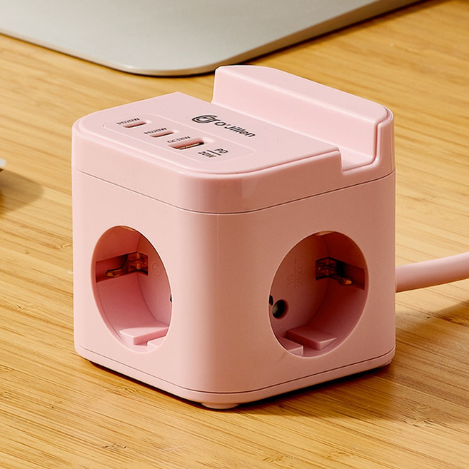 오지렌 고속충전 고용량 거치대 큐브 멀티탭, 1개, 핑크(PD20W)