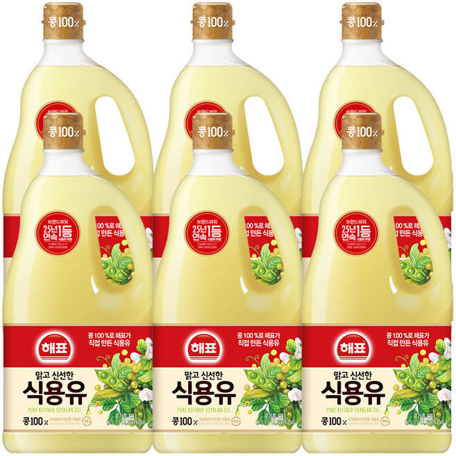 해표 콩기름 식용유, 1.5L, 6개
