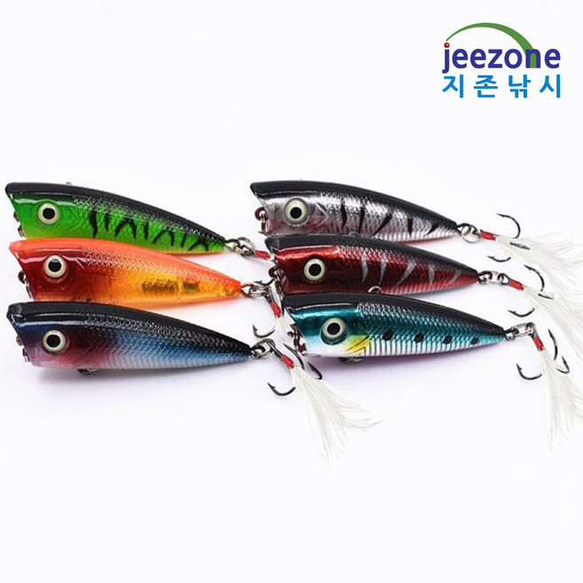 지존낚시 포퍼 65mm 6.3g 탑워터 플로팅 여름철 배스 쏘가리 루어낚시 용품 스틱 베이트 미끼채비 트레블 훅 루어낚시용품, P03