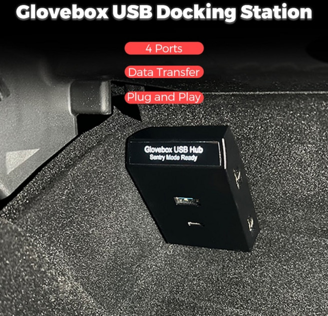 Futhope-글러브박스 USB 허브 포트 테슬라 모델 3 모델 Y 2021-2023 디지털 디스플레이 분배기 도킹 스테, 1개