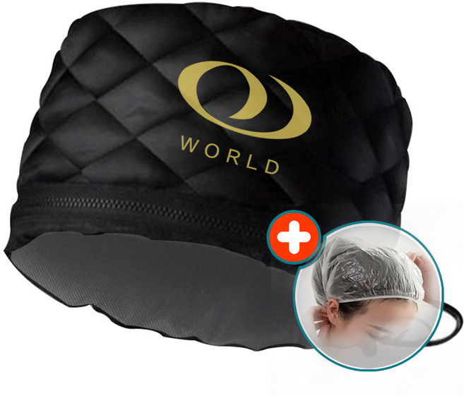 지에고 전기 헤어캡 파마모자 미용실 히팅캡 열캡 트리트먼트, 블랙, WH1+비닐헤어캡10장