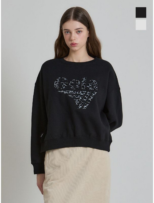 [골라(GOLA)] W LEOPARD CROP SWEAT SHIRT