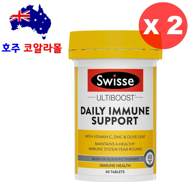 호주코알라몰 스위스 Swisse 면역 이뮨 서포트 60정 2개 Immune Support - 쿠팡