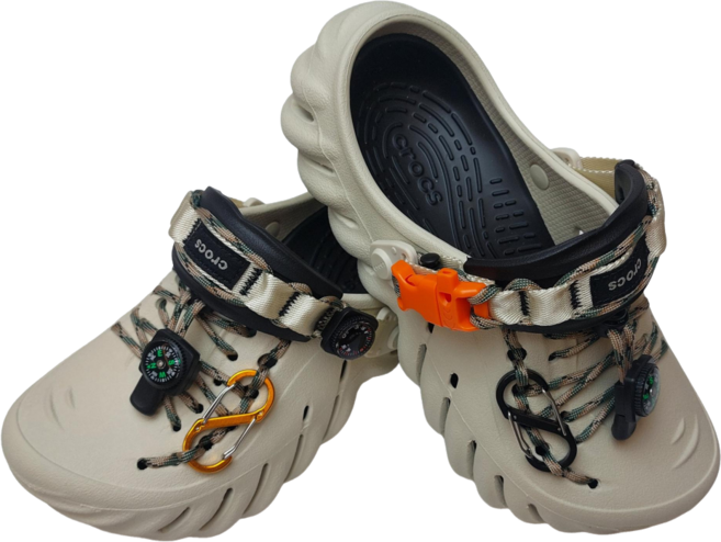 크록스 에코 클로그 본블랙 207937-2YJ 파라코드 커스텀 슈즈 샌들