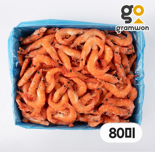 자숙 새우 80미 2.5kg (약 200미) 태국 찐새우 아마에비 단새우, [냉매무료]자숙새우 80미 태국+드라이, 1
